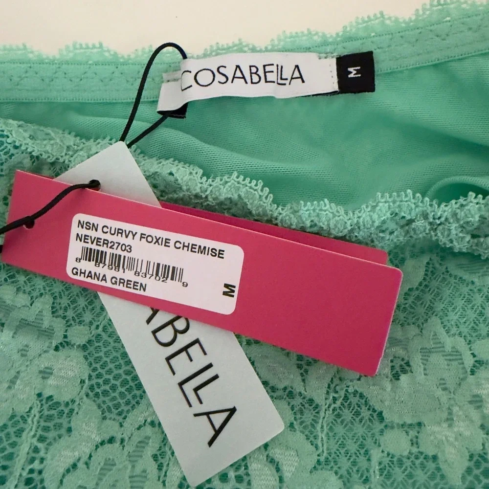 Cosabella Curvy M NSN Foxie Chemise Ghana‎ Green Floral Lace NEVER2703 MSRP $150